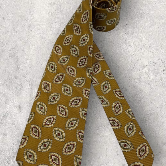 KARL LAGERFELD Brown/Beige Geometric Art Silk LUXURY Tie ITALY - Picture 5 of 5